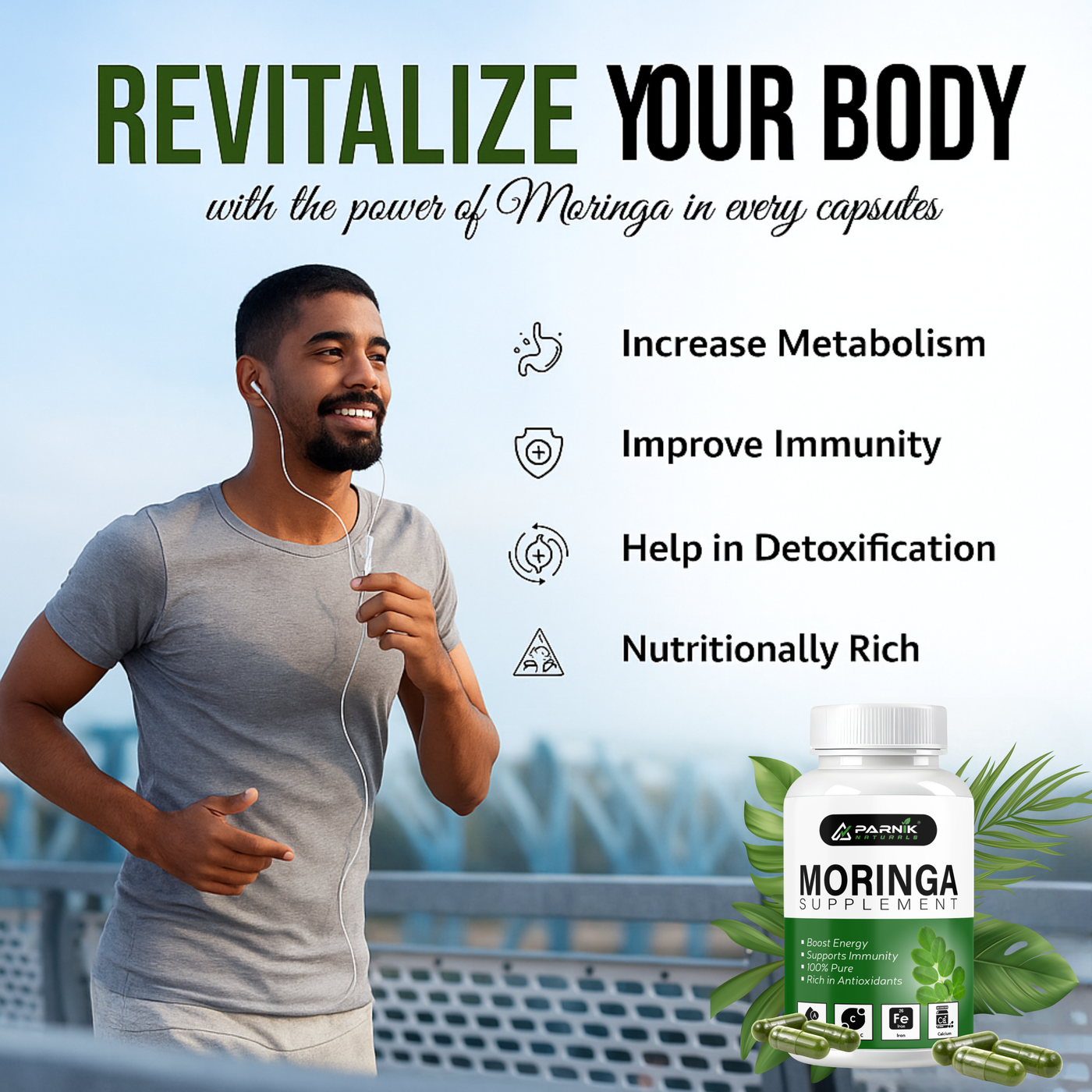 Parnik Naturals Ayurvedic Moringa Capsules 60 – Herbal Supplement for Detox, Immunity & Natural Weight Control