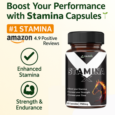 Parnik Naturals Stamina+ 750mg | Stamina & Testosterone Support for Men | Energy, Strength & Endurance Booster – 60 Capsules